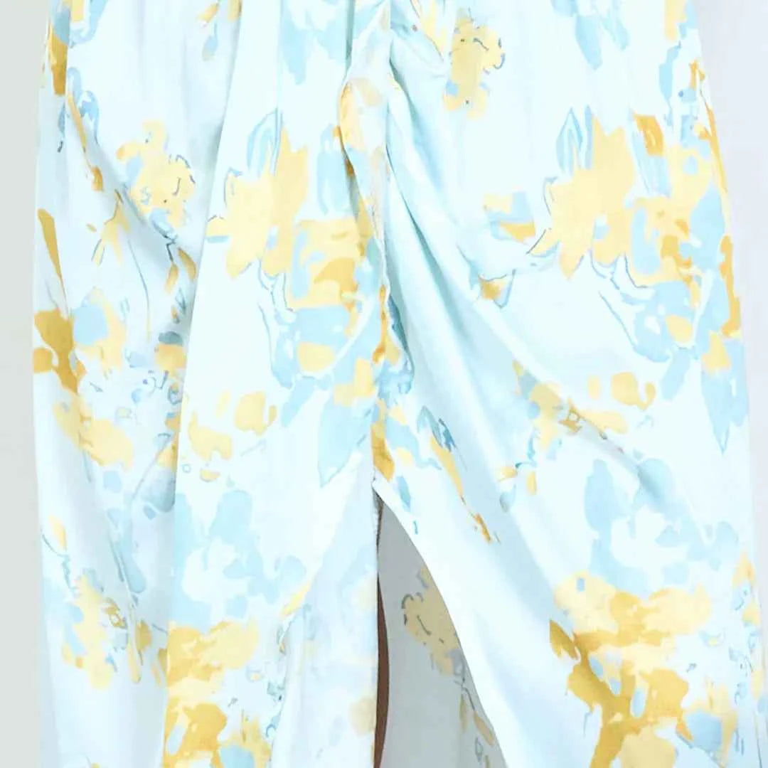 BZNA Sommer Maxikleid mit abstraktem Blumendruck und V-Ausschnitt oneSize