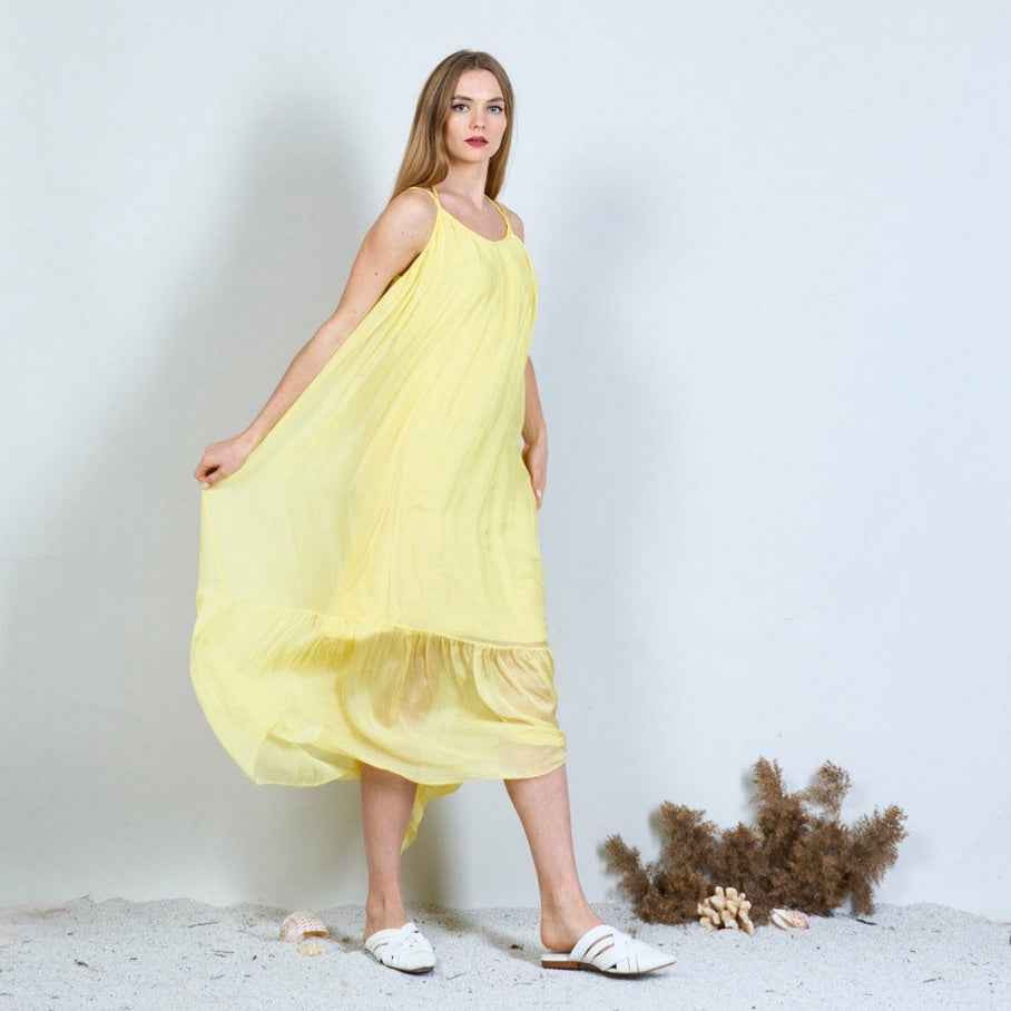 BZNA Ibiza Kleid Rückenfreies Seidenchiffon Langes Kleid Seidenkleid oneSize