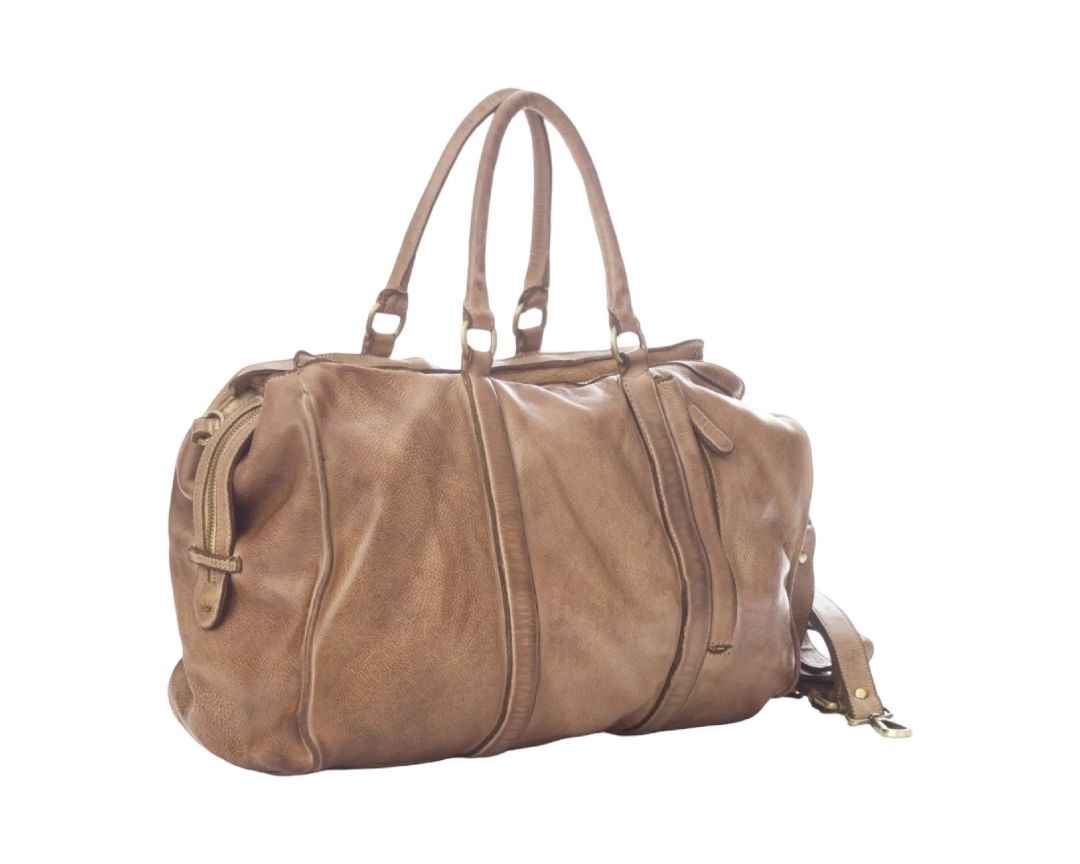 BZNA Bag Bea Walnut Braun Italy Designer Unisex Weekender Reise Tasche Handtasche Schultertasche Leder Shopper
