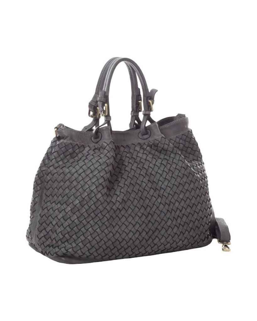 BZNA Bag Rene Grau Italy Designer geflochten Damen Handtasche Schultertasche Tasche Shopper Neu