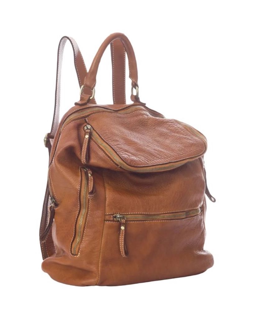 BZNA Bag Ben Cognac Backpacker Designer Rucksack Damenhandtasche Schultertasche - B Z N A