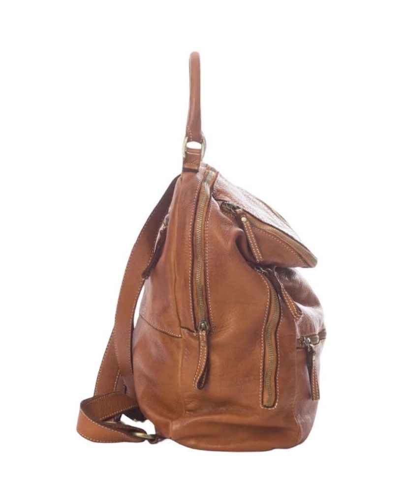 BZNA Bag Ben Beige Backpacker Designer Rucksack Leder Schultertasche