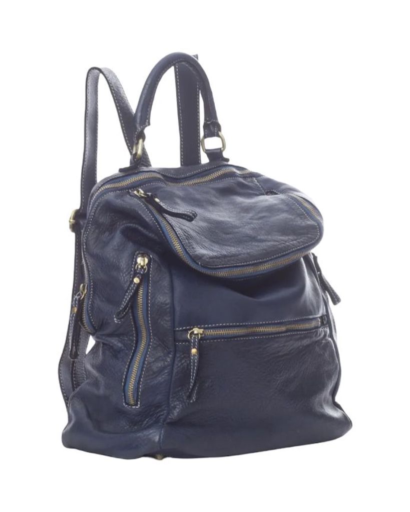 BZNA Bag Ben Blau Backpacker Designer Rucksack Leder Schultertasche - B Z N A