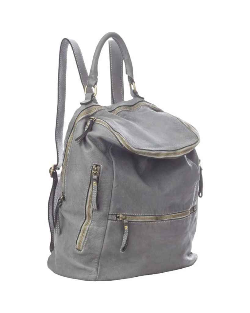 BZNA Bag Ben Grau Backpacker Designer Rucksack Leder Schultertasche
