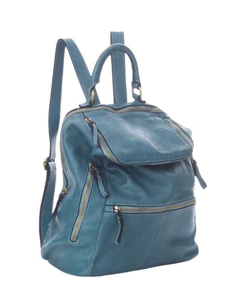 BZNA Bag Ben Petrol Backpacker Designer Rucksack Leder Schultertasche