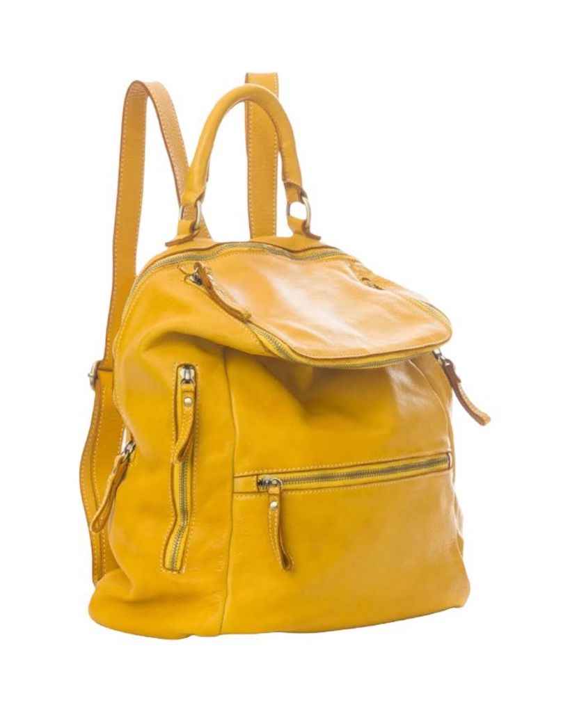 BZNA Bag Ben Gelb Backpacker Designer Rucksack Leder Schultertasche
