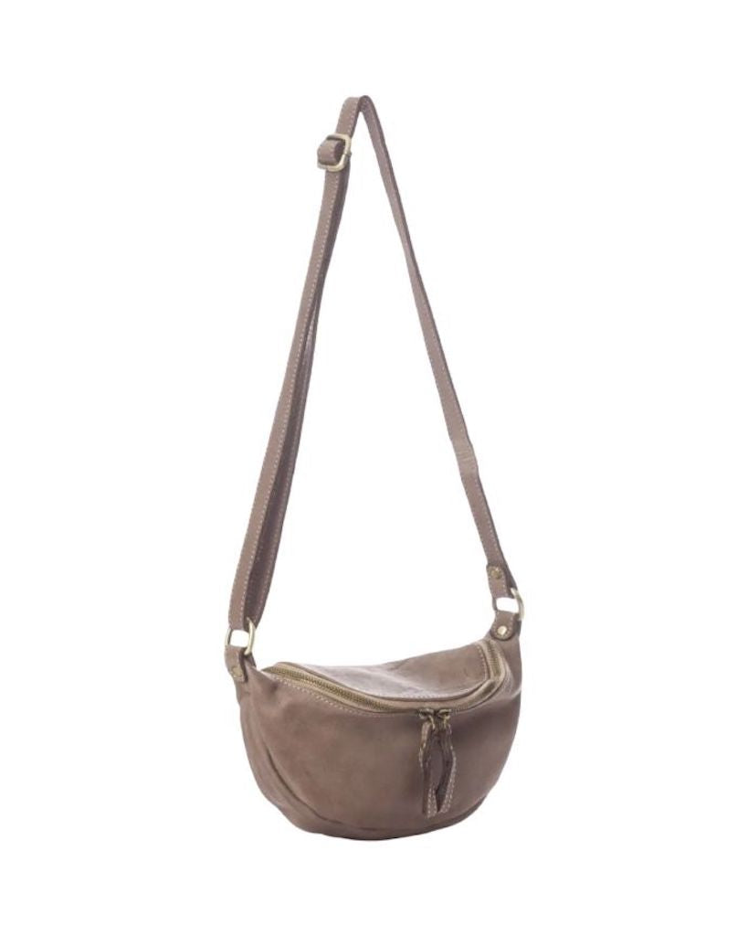 BZNA Bag Jutia Taupe Italy Designer Umhängetasche Fanny Bag Schultertasche Tasche Leder Neu - B Z N A