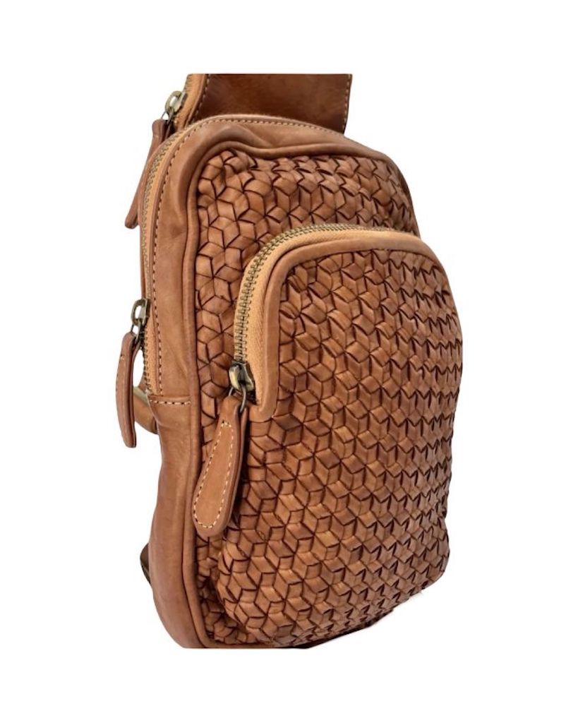 BZNA Bag Sahra Cognac braun Italy Designer Gürteltasche Bauchtasche Fanny Bag - B Z N A