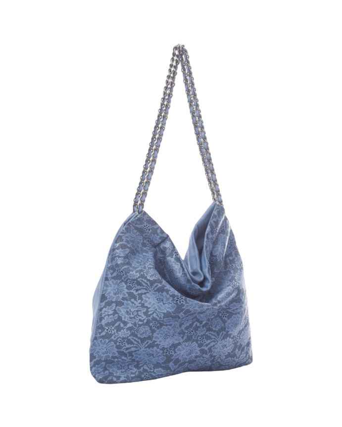 BZNA Umhängetasche Emy Denim Blau Designer Laser Cut Beutel Handtasche Schultertasche