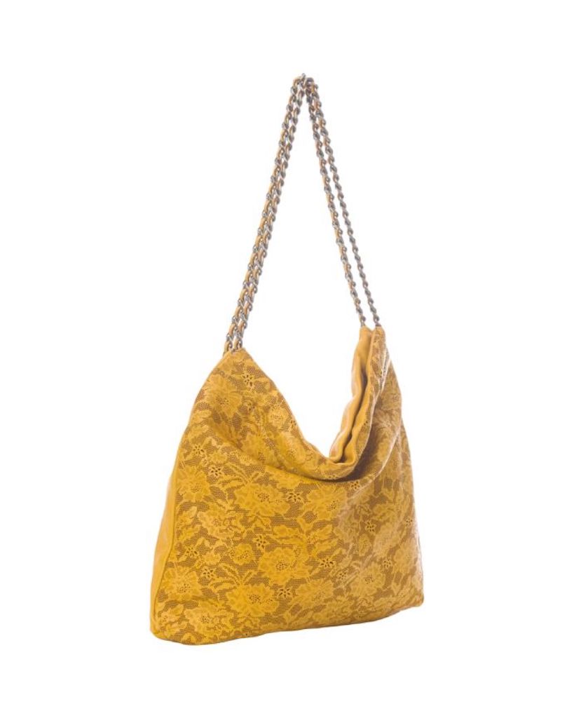 BZNA Umhängetasche Emy Senape Gelb Designer Laser Cut Beutel Handtasche Schultertasche - B Z N A