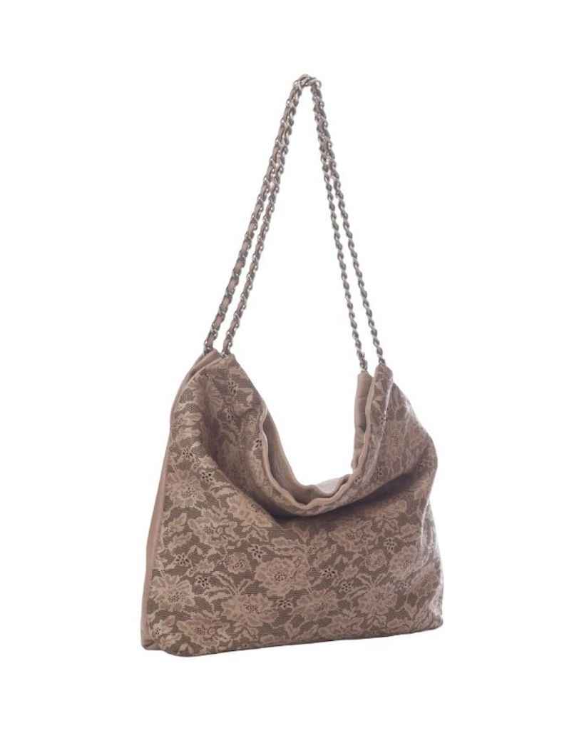 BZNA Umhängetasche Emy Taupe Designer Laser Cut Beutel Handtasche Schultertasche
