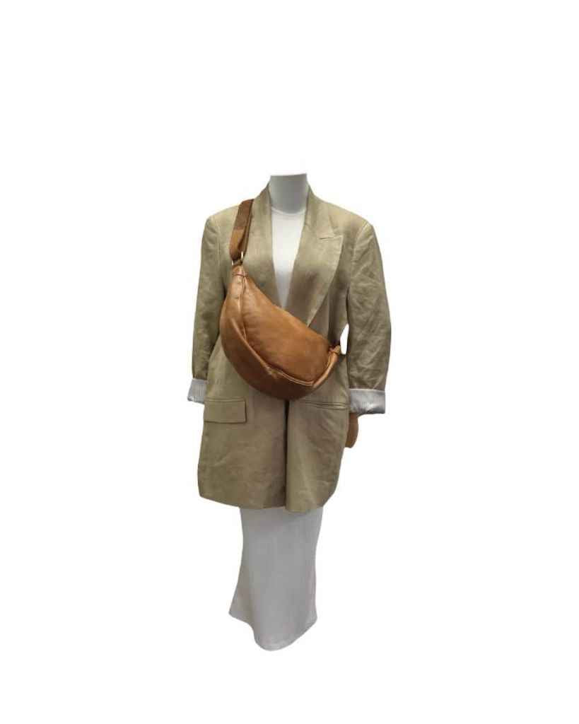 BZNA Bag Salma Taupe Italy Designer Umhängetasche Fanny Bag Schultertasche Tasche Leder Neu