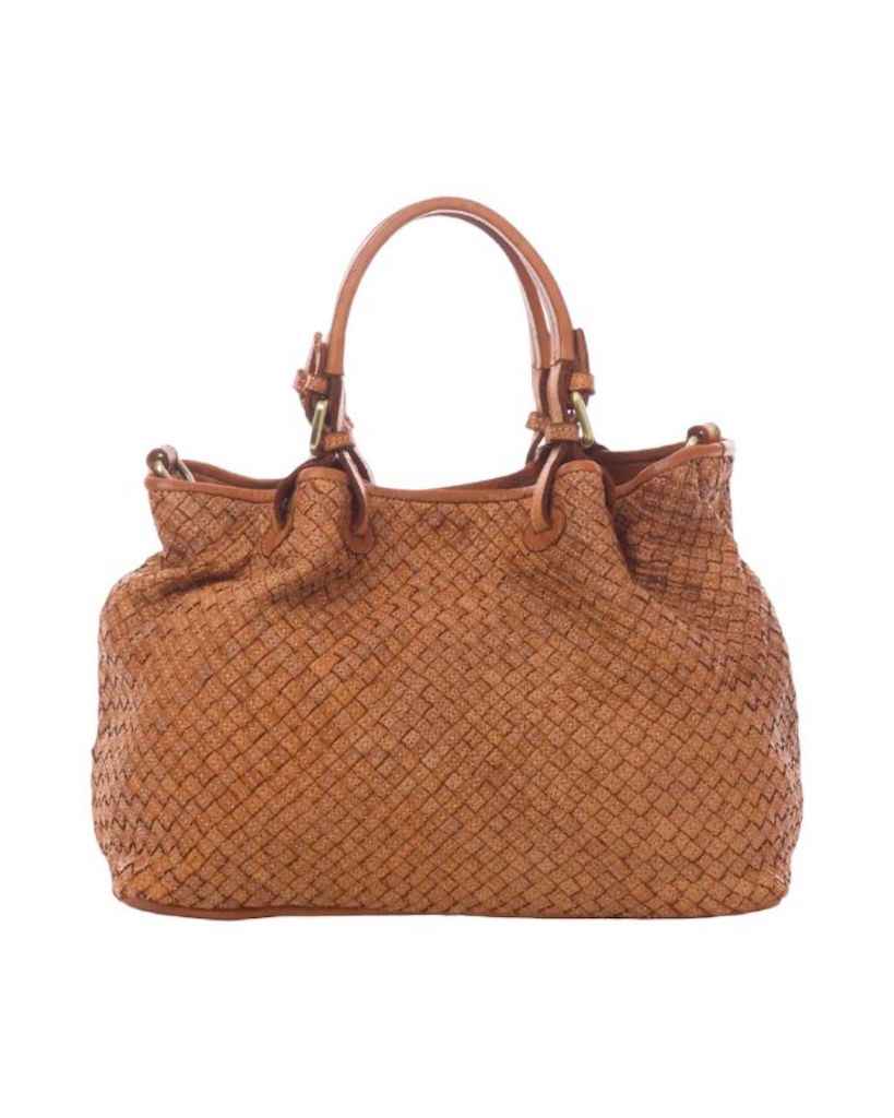 BZNA Bag Kim Cognac Italy Designer geflochten Damen Handtasche Schultertasche Tasche Leder Shopper