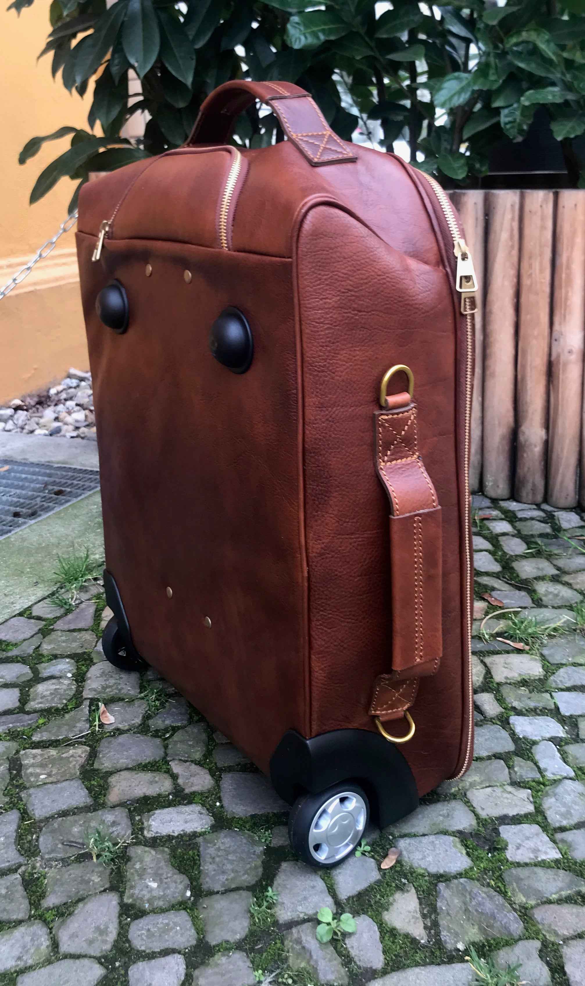 BZNA Firenze Bag Brad cognac Trolley Weekender Rollkoffer Reisetasche Business Bag Italy Handtasche Ledertasche