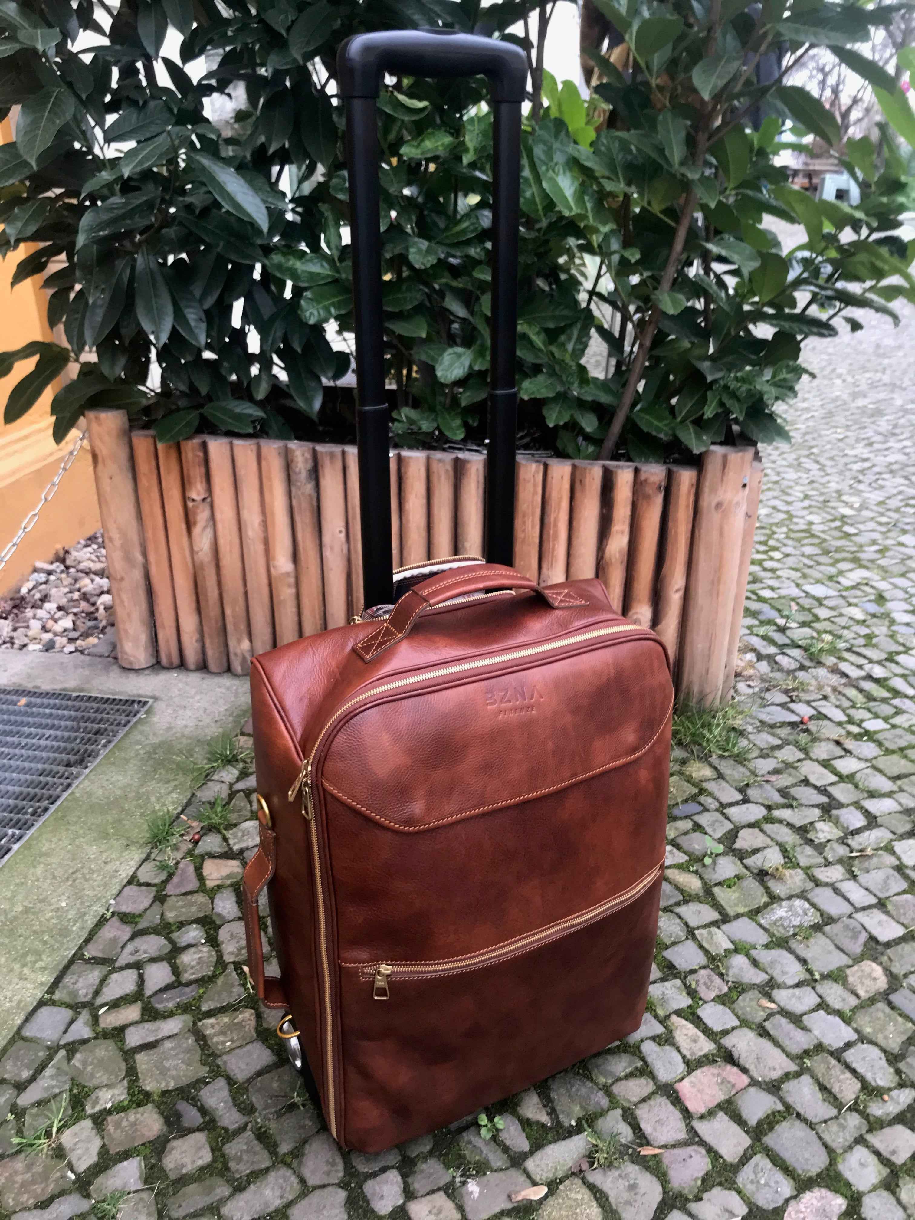 BZNA Firenze Bag Brad cognac Trolley Weekender Rollkoffer Reisetasche Business Bag Italy Handtasche Ledertasche