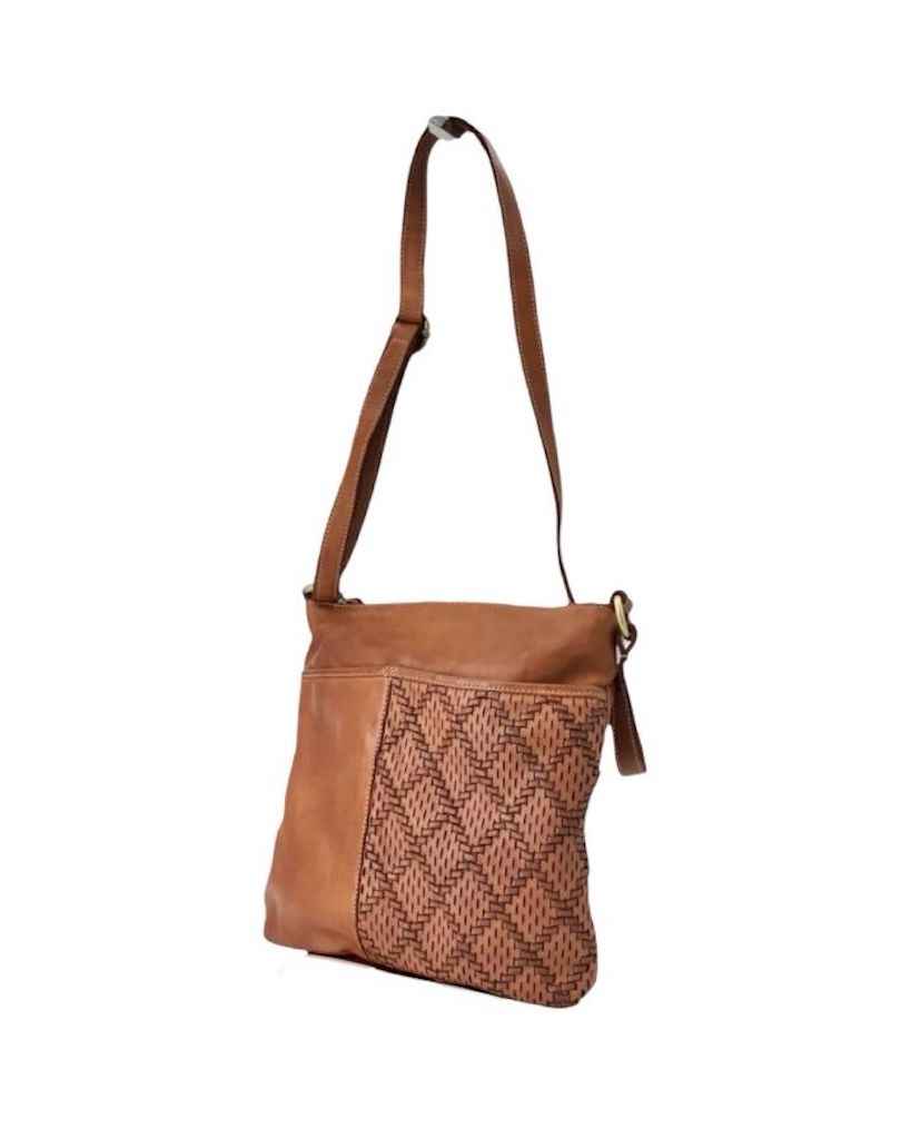 BZNA Schultertasche Elif Cognac Italy Designer Handtasche Ledertasche Umhängetasche