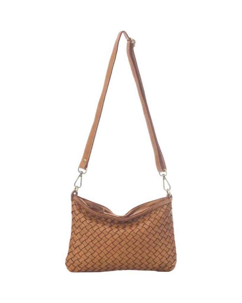 BZNA Bag Emma Cognac Italy Designer Clutch Umhängetasche Ledertasche Damen Schultertasche Tasche Leder Neu