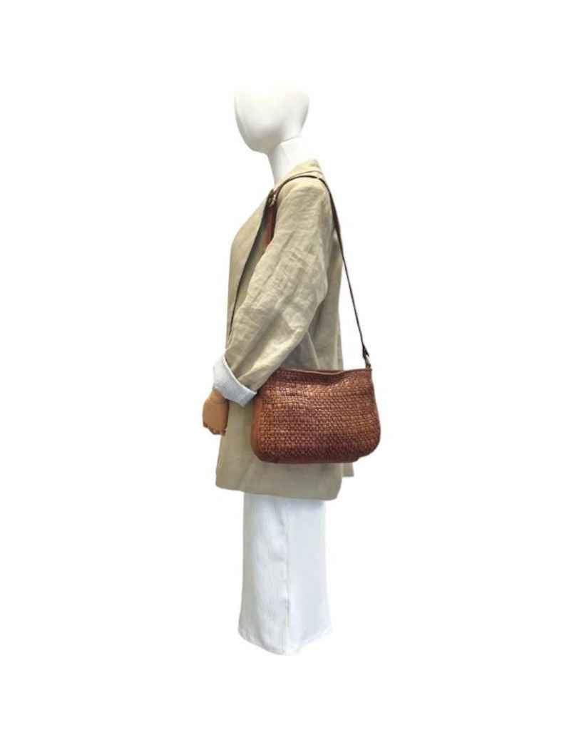 BZNA Bag Fentje Cognac Italy Designer Umhängetasche Ledertasche Schultertasche Tasche Leder