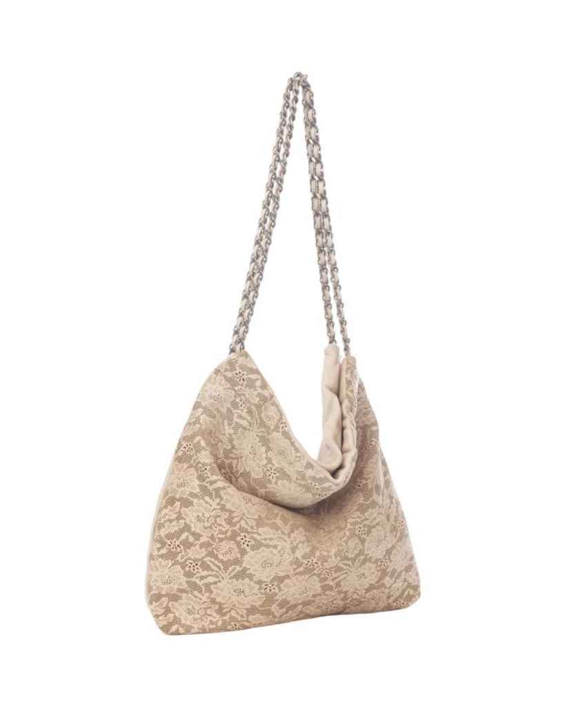 BZNA Umhängetasche Emy Beige Designer Laser Cut Beutel Handtasche Schultertasche