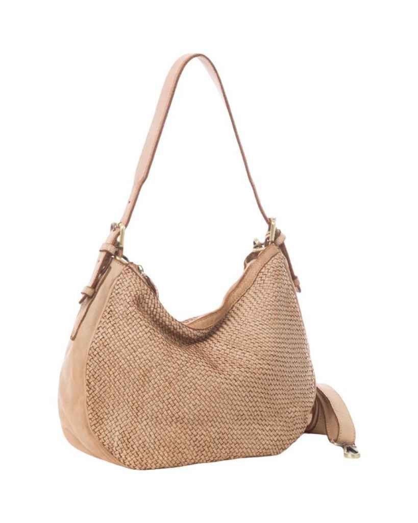 BZNA Bag Anja Beige Italy Designer Beutel Umhängetasche Damen Handtasche Leder