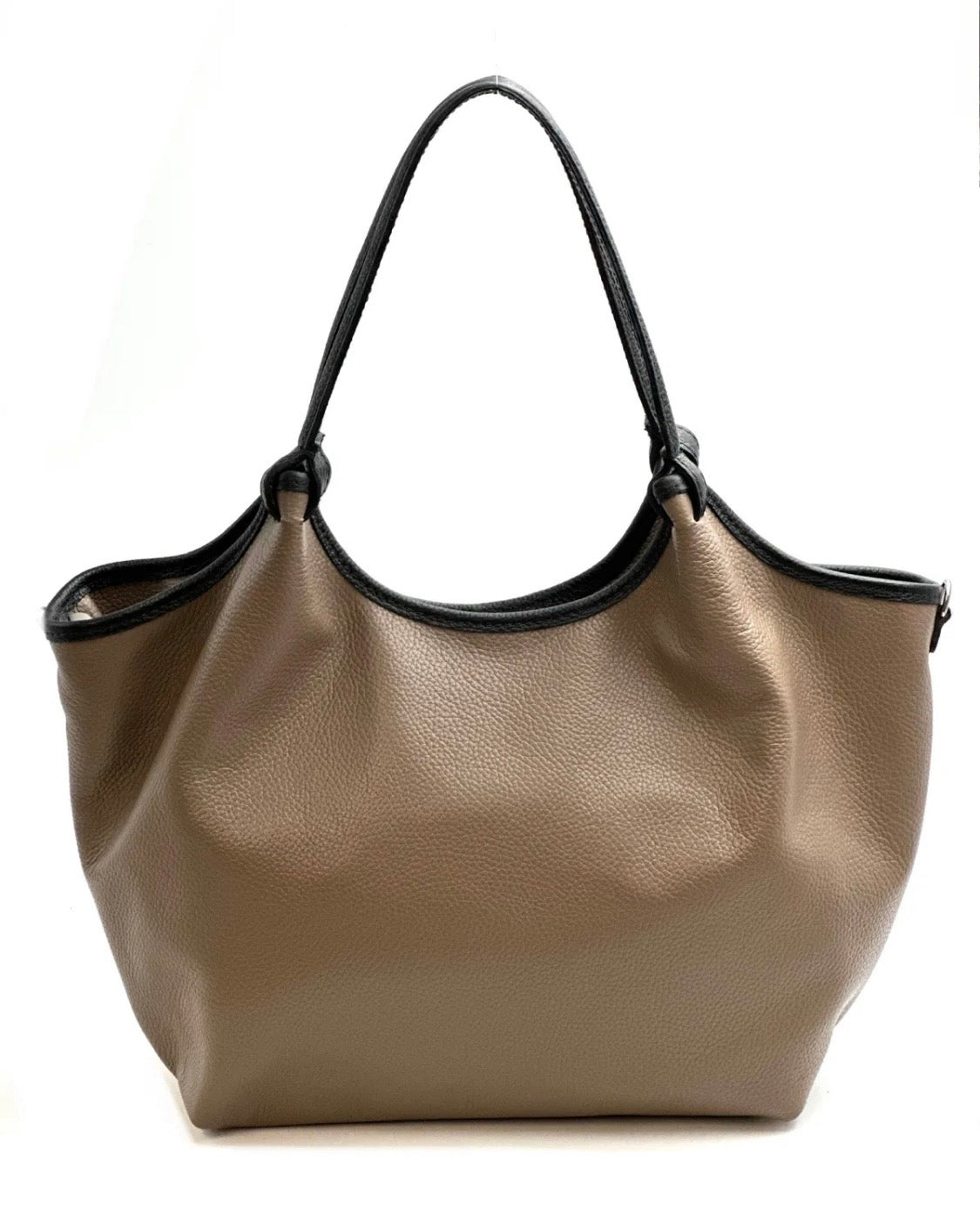 BZNA Bag Mette Taupe Nero Leder Italy Damen Shopper Handtasche Schultertasche Tasche - B Z N A