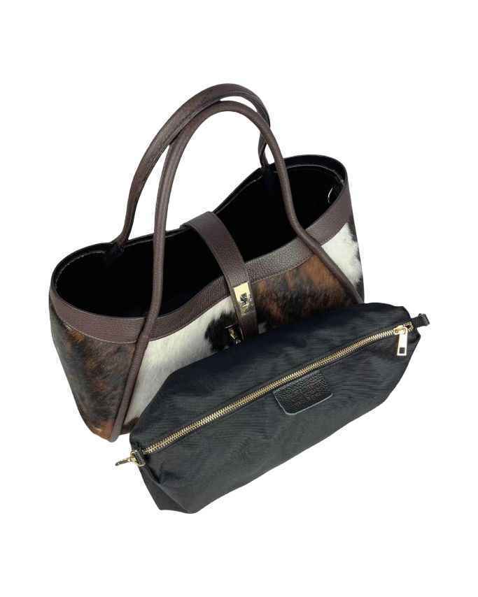BZNA Bag Gracie Zeb. Bianco Cavalino Echtfell Italy Damen Shopper Handtasche Schultertasche Tasche