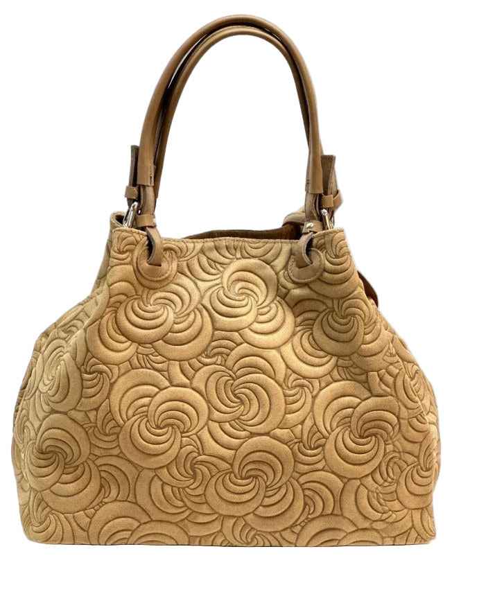 BZNA Bag Amia Camel geprägt Leder Italy Damen Shopper Handtasche Schultertasche Tasche