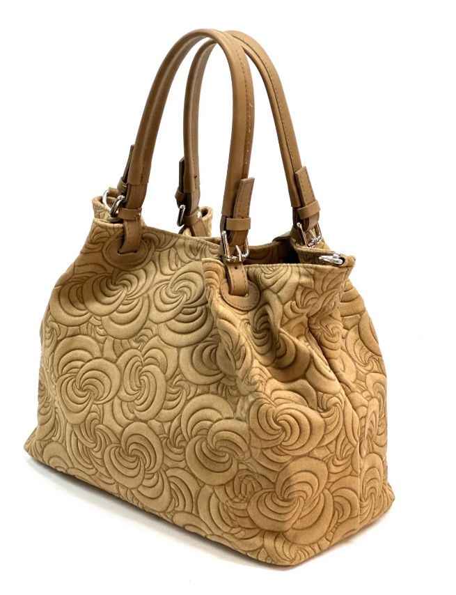 BZNA Bag Amia Camel geprägt Leder Italy Damen Shopper Handtasche Schultertasche Tasche