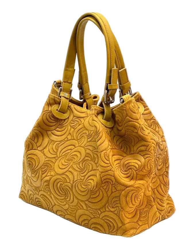 BZNA Bag Amia Senape geprägt Leder Italy Damen Shopper Handtasche Schultertasche Tasche