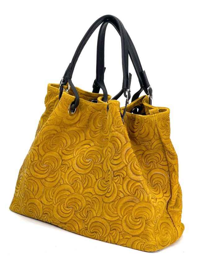 BZNA Bag Sephrina Senape geprägt Leder Italy Damen Shopper Handtasche Schultertasche Tasche