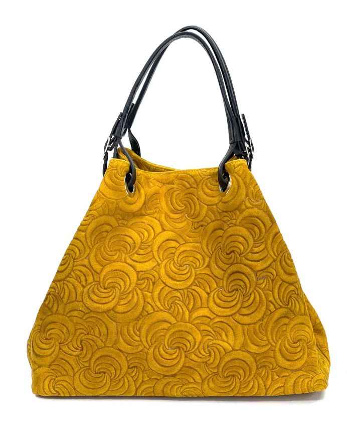 BZNA Bag Sephrina Senape geprägt Leder Italy Damen Shopper Handtasche Schultertasche Tasche