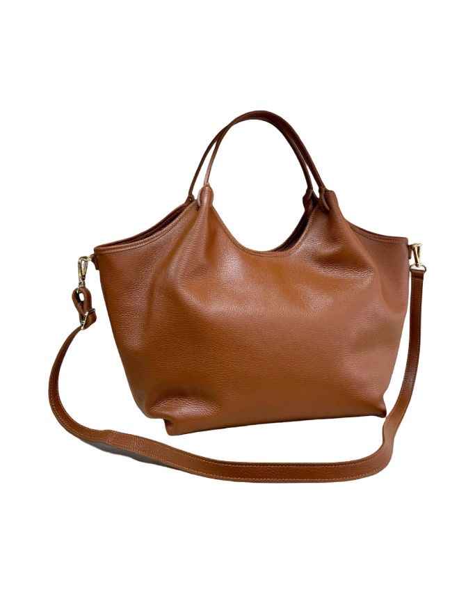 BZNA Bag Mette Cognac Leder Italy Damen Shopper Handtasche Schultertasche Tasche