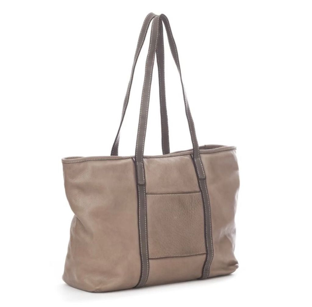 BZNA Bag Lotta Taupe Italy Designer Damen Tasche Handtasche Schultertasche Leder Shopper Neu - B Z N A