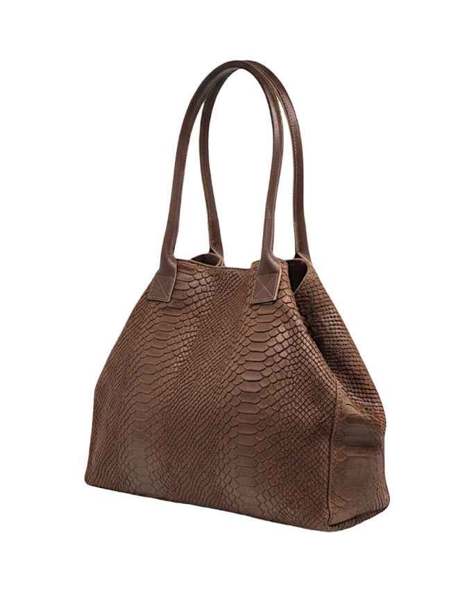 BZNA Bag Ladasha Maronne Snake Prägung Leder Italy Damen Shopper Handtasche Schultertasche Tasche