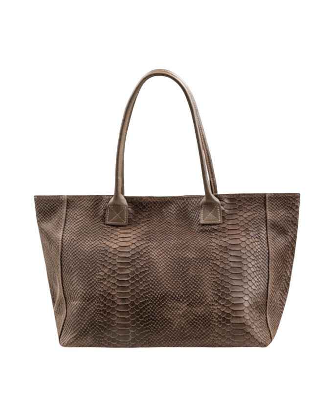 BZNA Bag Ladasha Taupe Snake Prägung Leder Italy Damen Shopper Handtasche Schultertasche Tasche