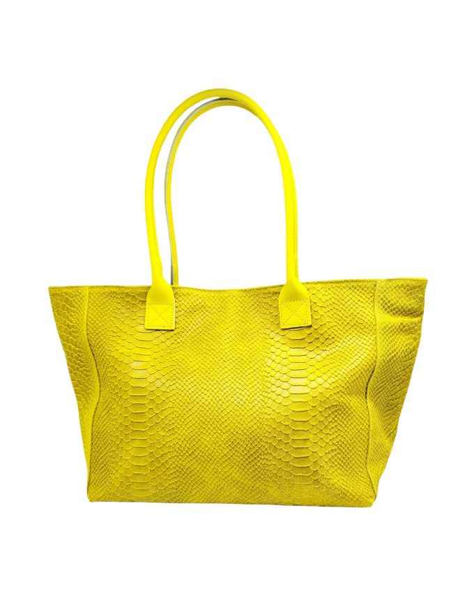 BZNA Bag Ladasha Gelb Snake Prägung Leder Italy Damen Shopper Handtasche Schultertasche Tasche