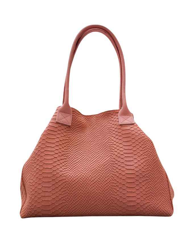 BZNA Bag Ladasha Lachs Snake Prägung Leder Italy Damen Shopper Handtasche Schultertasche Tasche