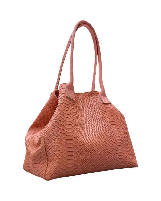 BZNA Bag Ladasha Lachs Snake Prägung Leder Italy Damen Shopper Handtasche Schultertasche Tasche