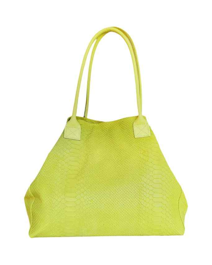 BZNA Bag Ladasha Giallo Lemon Snake Prägung Leder Italy Damen Shopper Handtasche Schultertasche Tasche