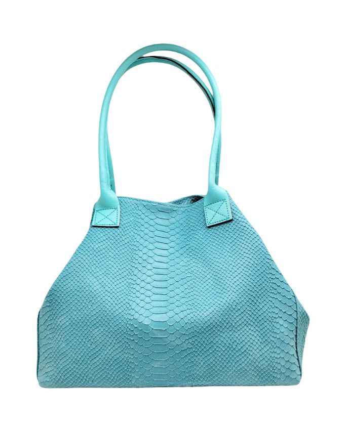 BZNA Bag Ladasha Türkis Snake Prägung Leder Italy Damen Shopper Handtasche Schultertasche Tasche