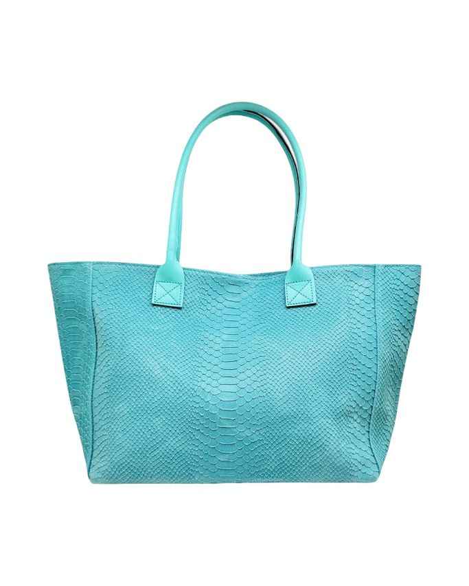 BZNA Bag Ladasha Türkis Snake Prägung Leder Italy Damen Shopper Handtasche Schultertasche Tasche