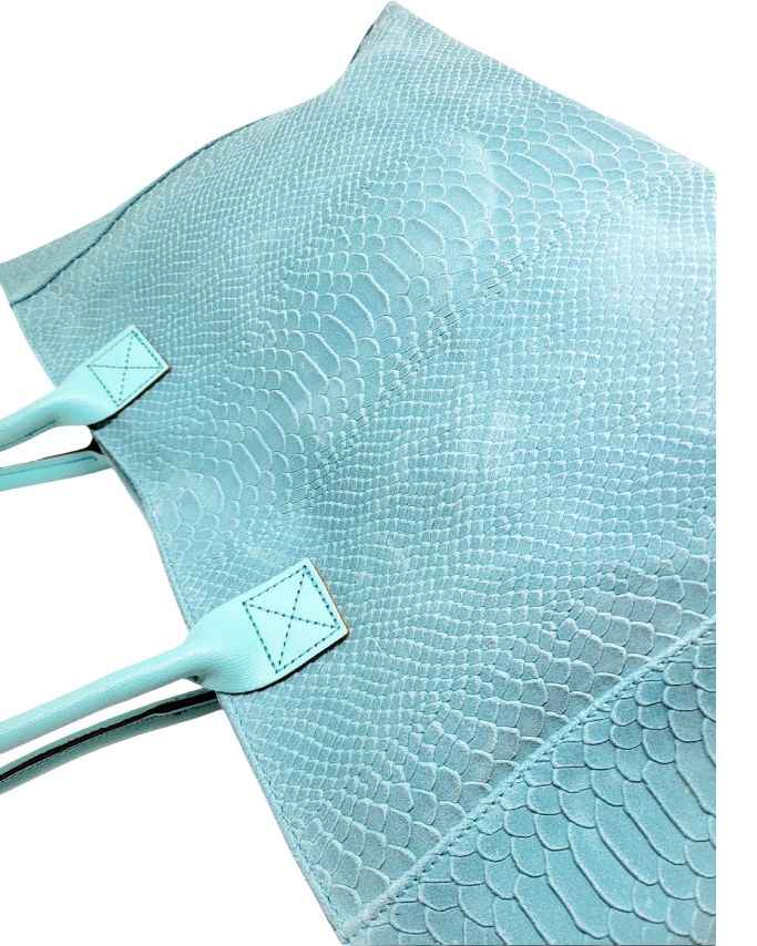 BZNA Bag Ladasha Türkis Snake Prägung Leder Italy Damen Shopper Handtasche Schultertasche Tasche