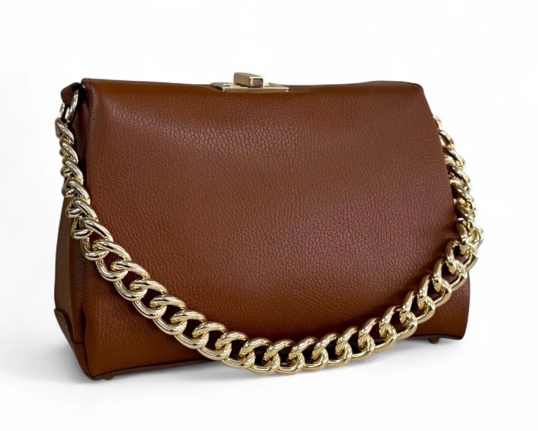 BZNA Bag Lahia Cognac Leder Italy Damen Handtasche Schultertasche Tasche - B Z N A