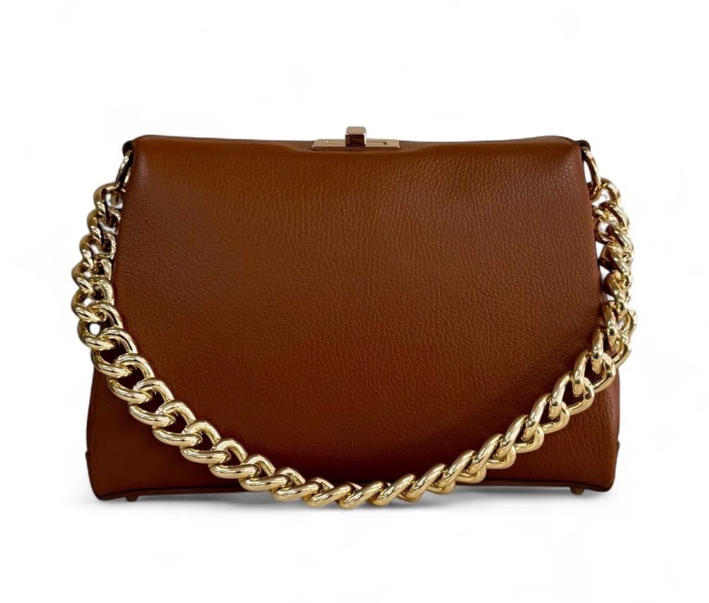 BZNA Bag Lahia Cognac Leder Italy Damen Handtasche Schultertasche Tasche - B Z N A