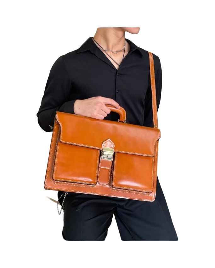 BZNA Bag Fred Marrone Business Aktentasche Designer Ledertasche Schultertasche Unisex
