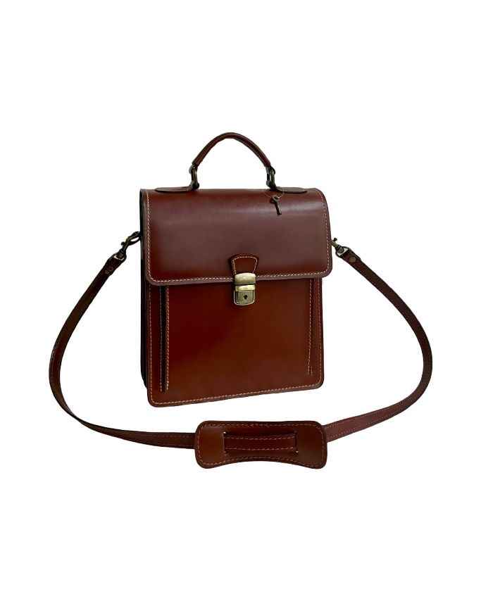 BZNA Bag Allora Marrone kleine Business Aktentasche Designer Ledertasche Schultertasche Unisex