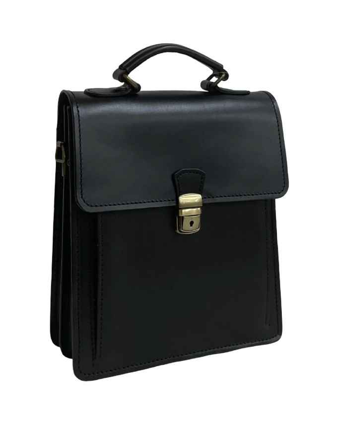 BZNA Bag Allora Schwarz kleine Business Aktentasche Designer Ledertasche Schultertasche Unisex