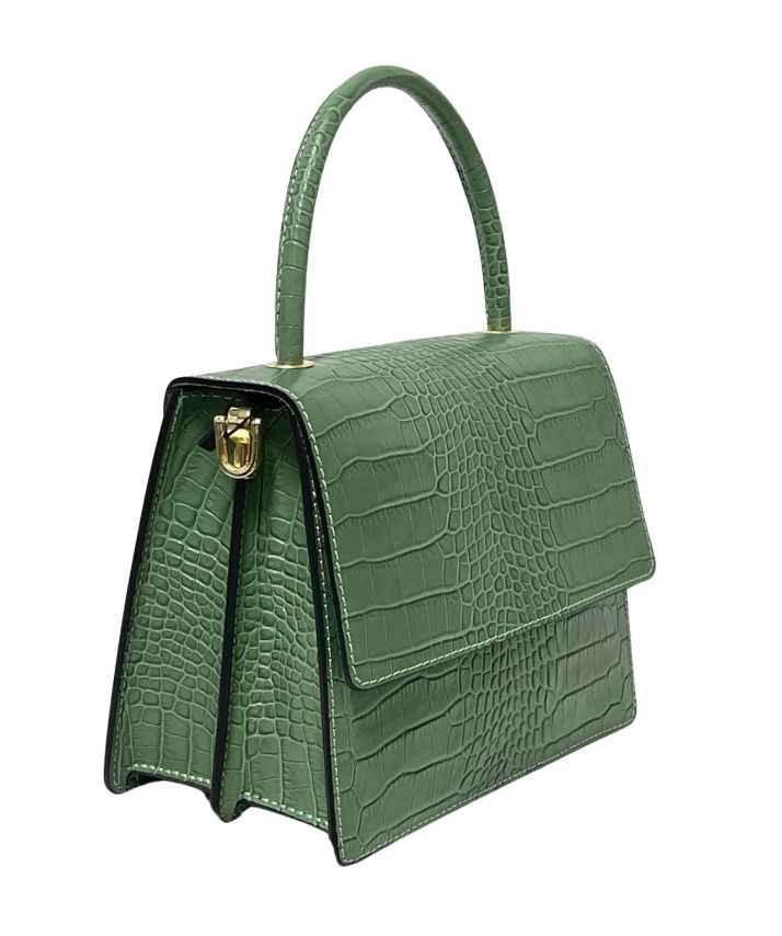 BZNA Bag Irina Kroko Mint Leder Italy Damen Handtasche Schultertasche Tasche