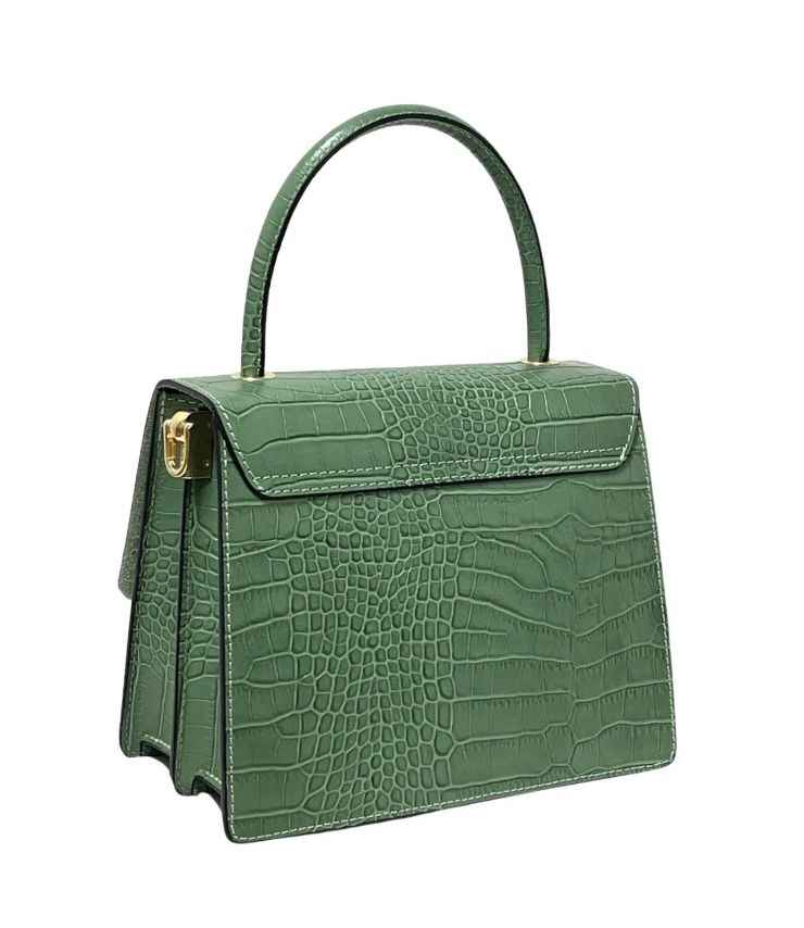 BZNA Bag Irina Kroko Senape Leder Italy Damen Handtasche Schultertasche Tasche