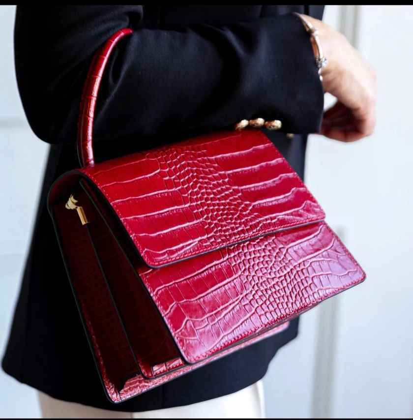 BZNA Bag Irina Kroko Cipria Leder Italy Damen Handtasche Schultertasche Tasche